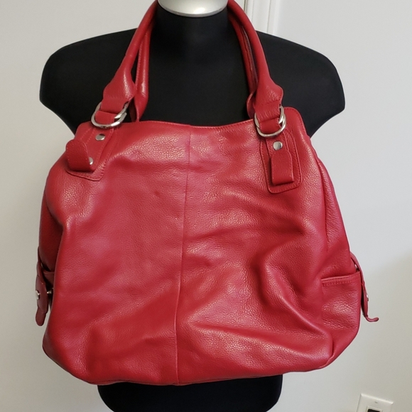 Red leather tote - Picture 4 of 4